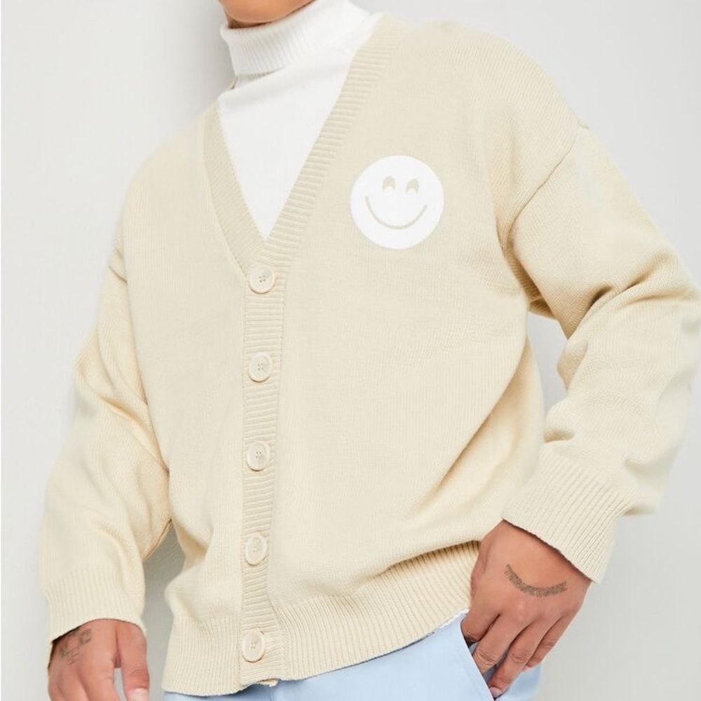 Fover21 Men Happy Face Smiley Cardigan